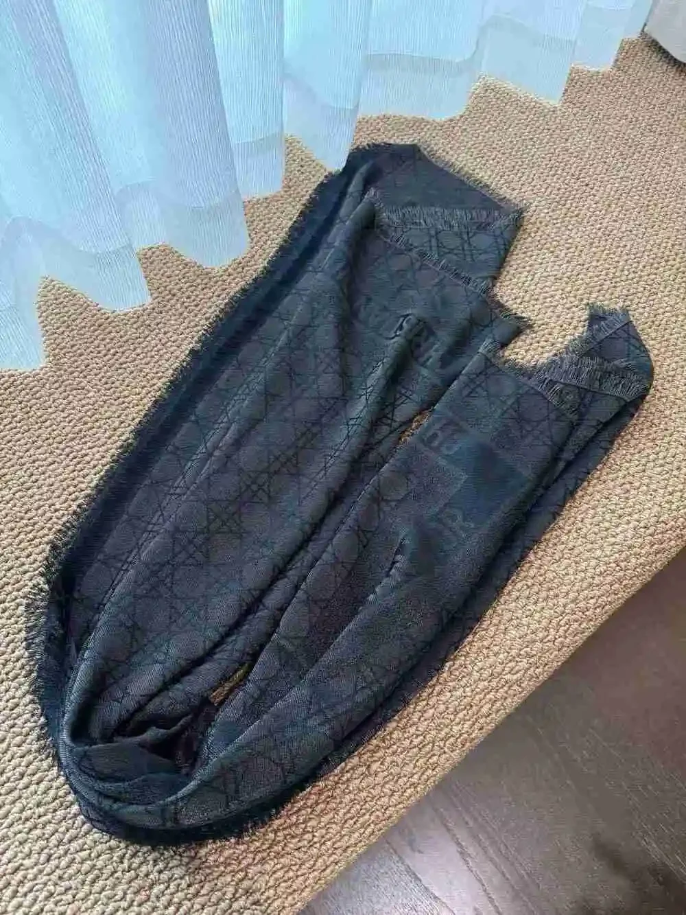 DIOR Black Monogram Sheer Scarf